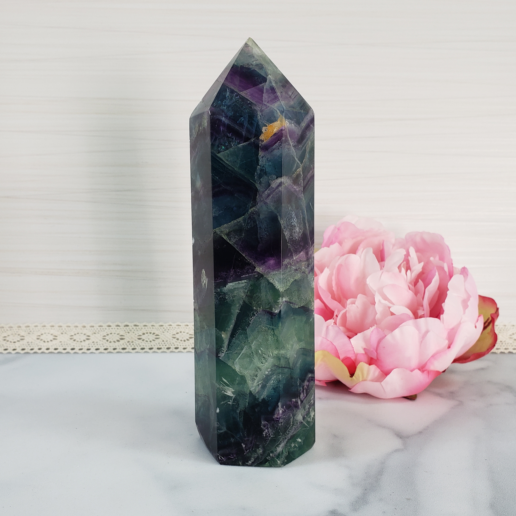 Unique Jumbo Rainbow Fluorite Crystal Tower Natural Gemstone | Empathy - 4