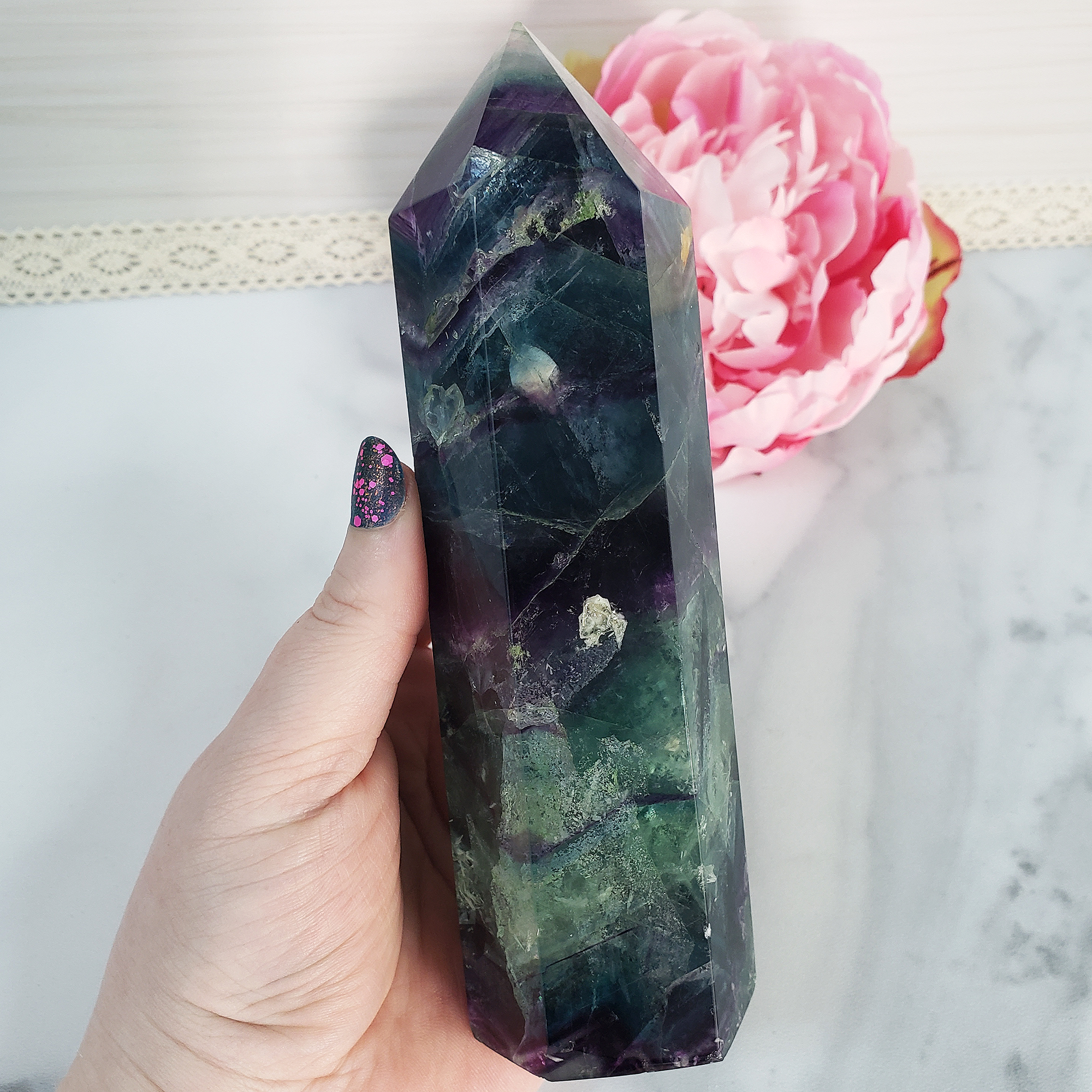 Unique Jumbo Rainbow Fluorite Crystal Tower Natural Gemstone | Empathy - 6