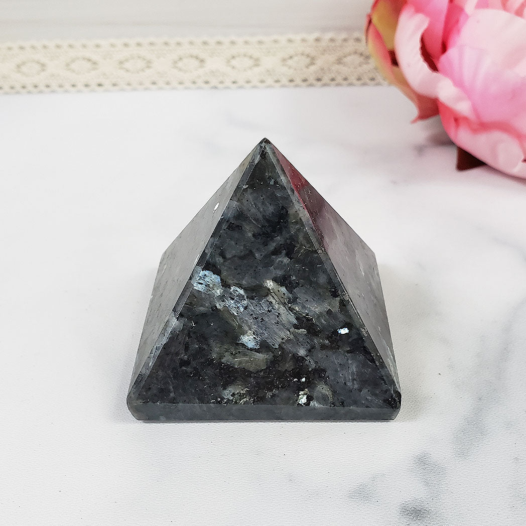 Unique Larvikite Stone Natural Crystal Pyramid | 2 Inch Base | Erudition - 1