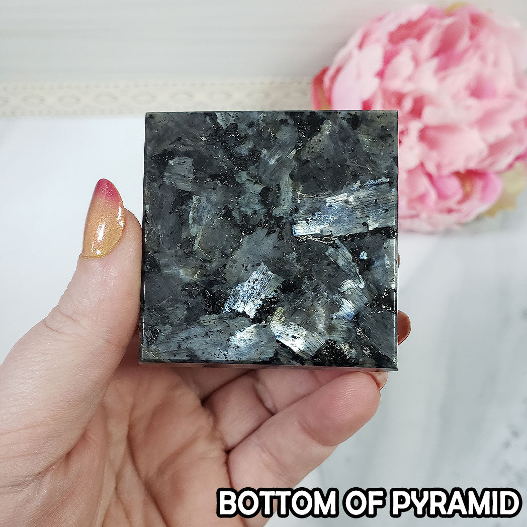 Unique Larvikite Stone Natural Crystal Pyramid | 2 Inch Base | Erudition - 3