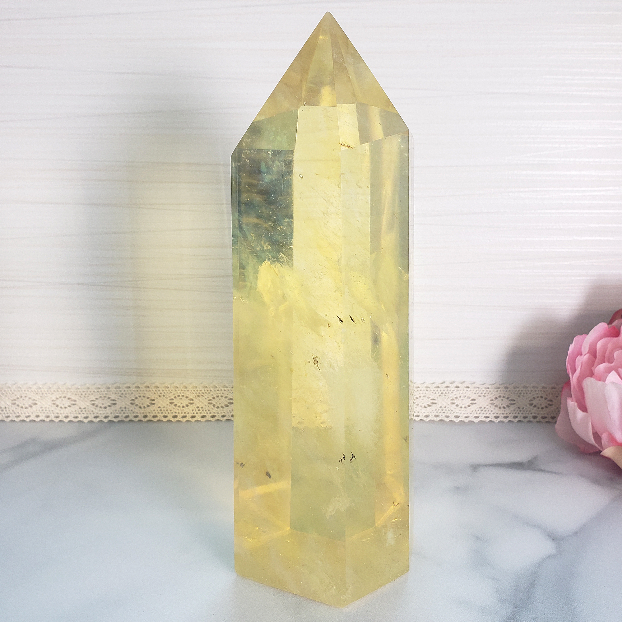 Unique JUMBO Yellow Obsidian Crystal Manmade Gemstone Tower - Etain - 3