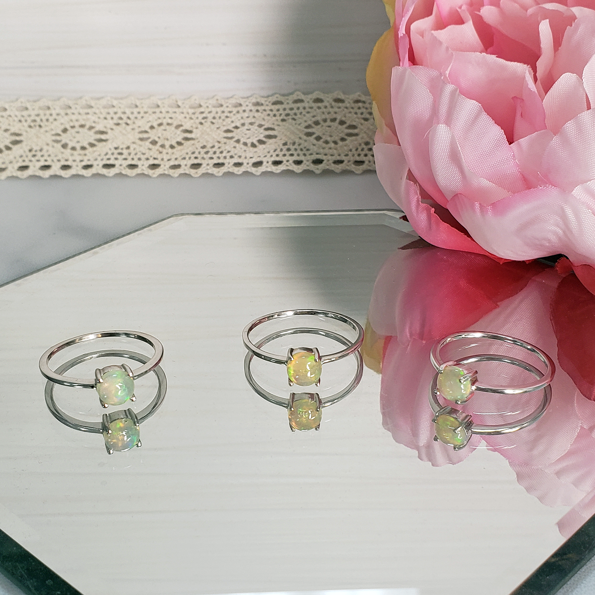 Ethiopian Opal Sterling Silver Ring - Ember - Rings on Mirror