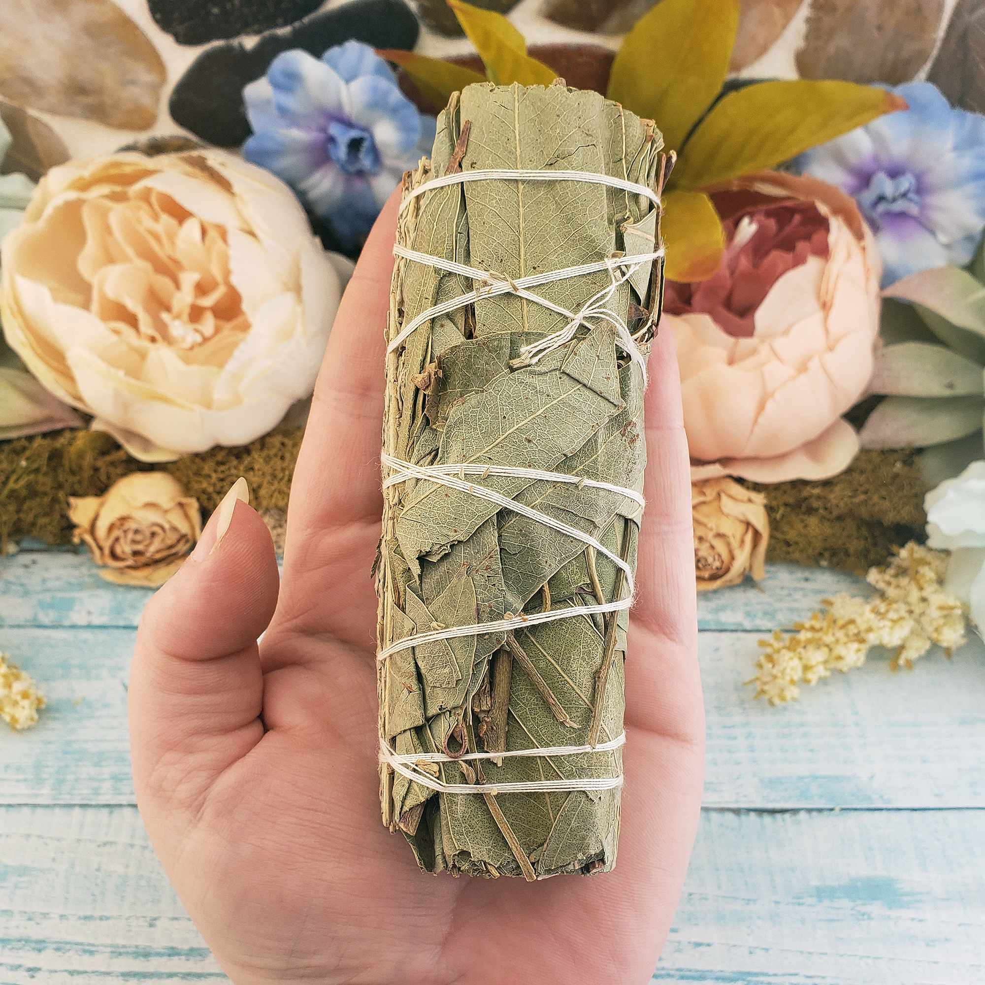 Eucalyptus Blue Sage Bundle - One 4 Inch Smudge Stick - In Hand 2