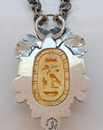 Egyptian Scarab Sterling Silver Bejeweled Necklace