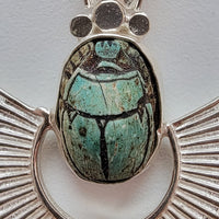 Egyptian Scarab Sterling Silver Sun Pendant