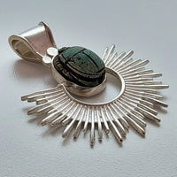 Egyptian Scarab Sterling Silver Sun Pendant