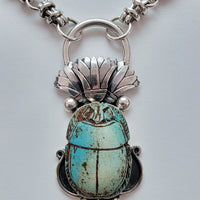 Egyptian Scarab Sterling Silver Necklace