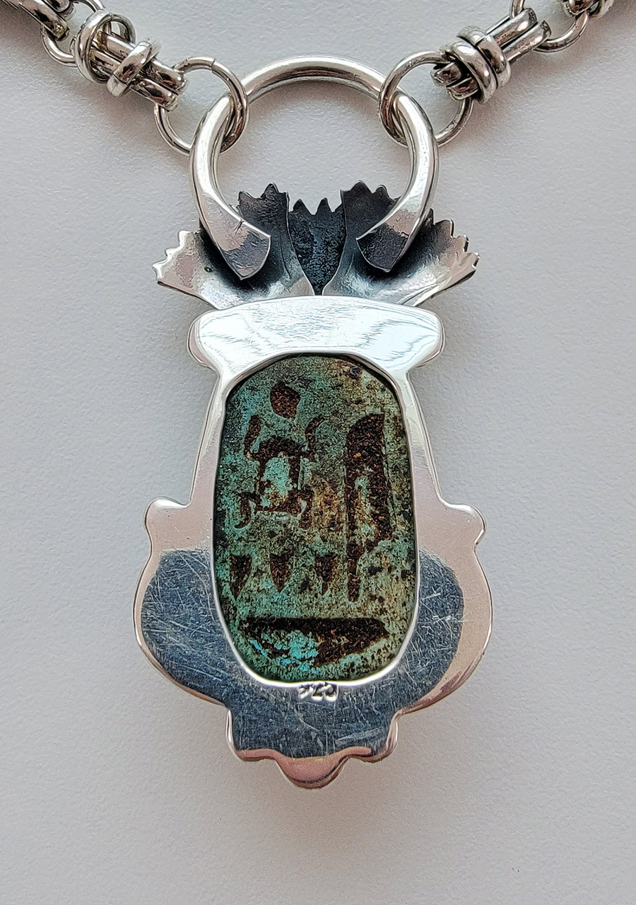 Egyptian Scarab Sterling Silver Necklace
