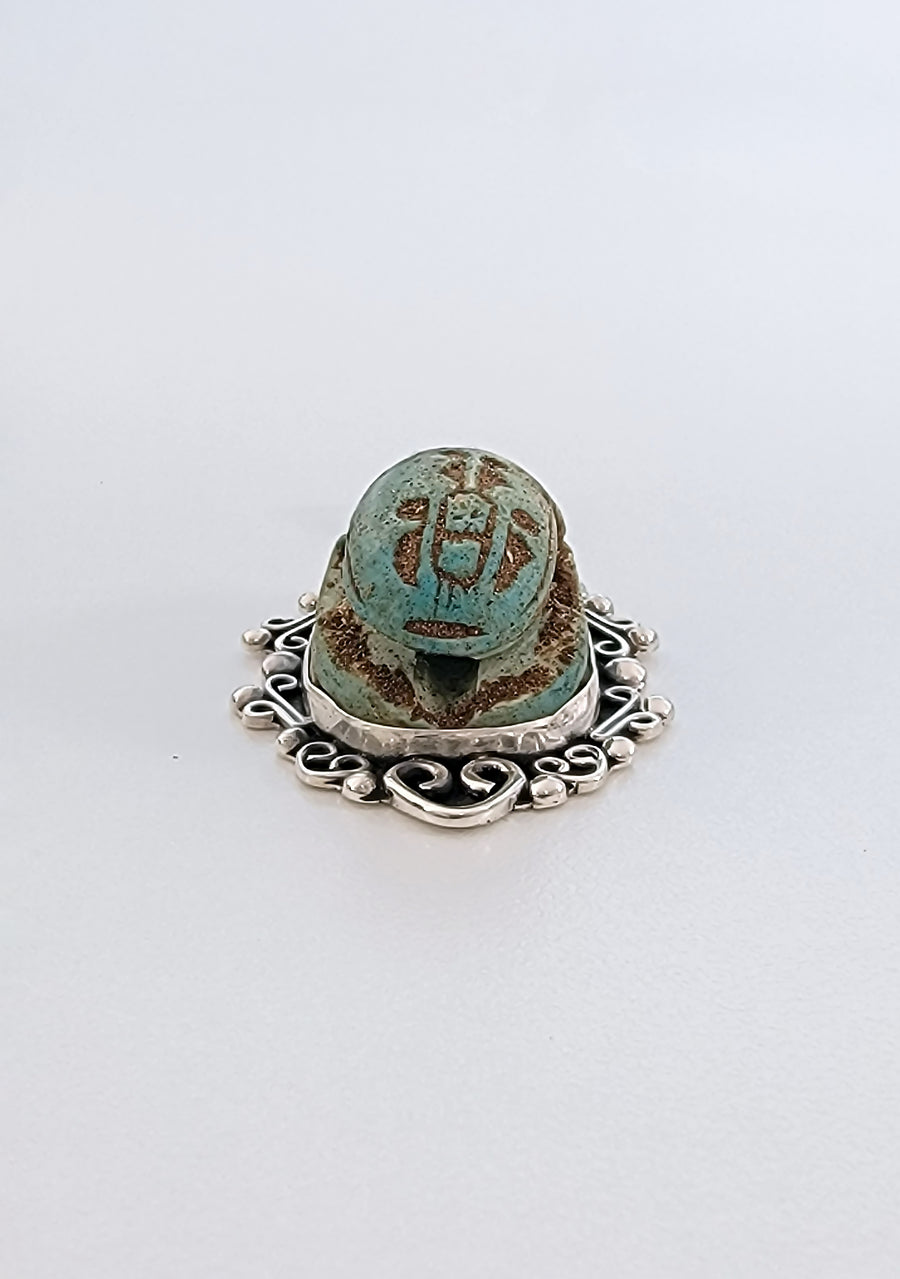 Egyptian Scarab Sterling Silver Pendant