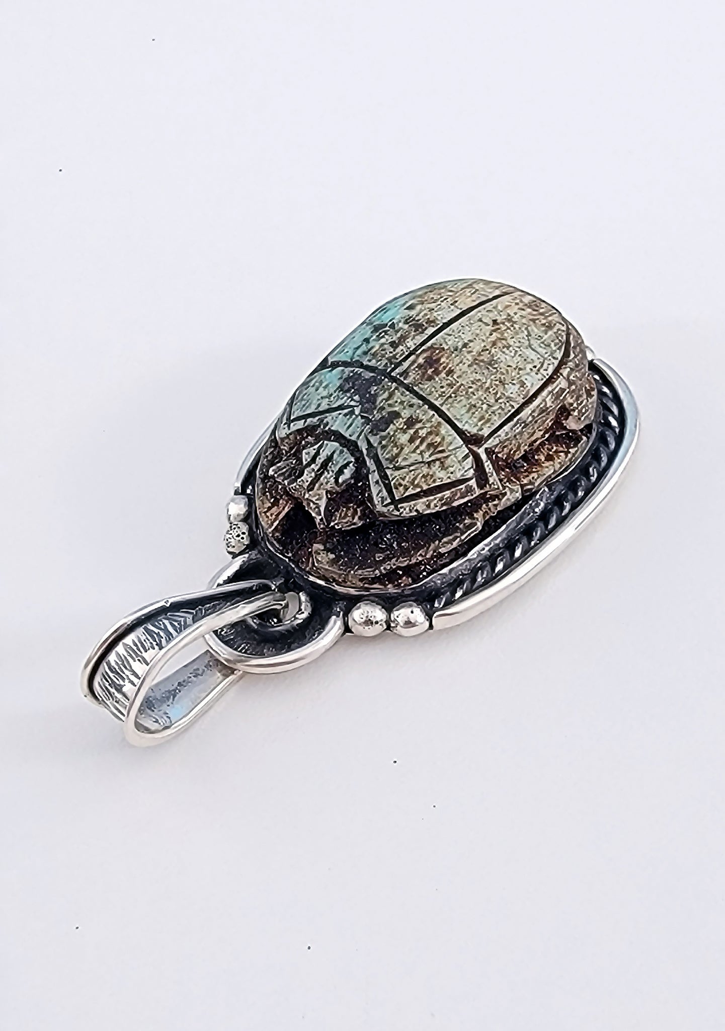 Egyptian Scarab Sterling Silver Pendant