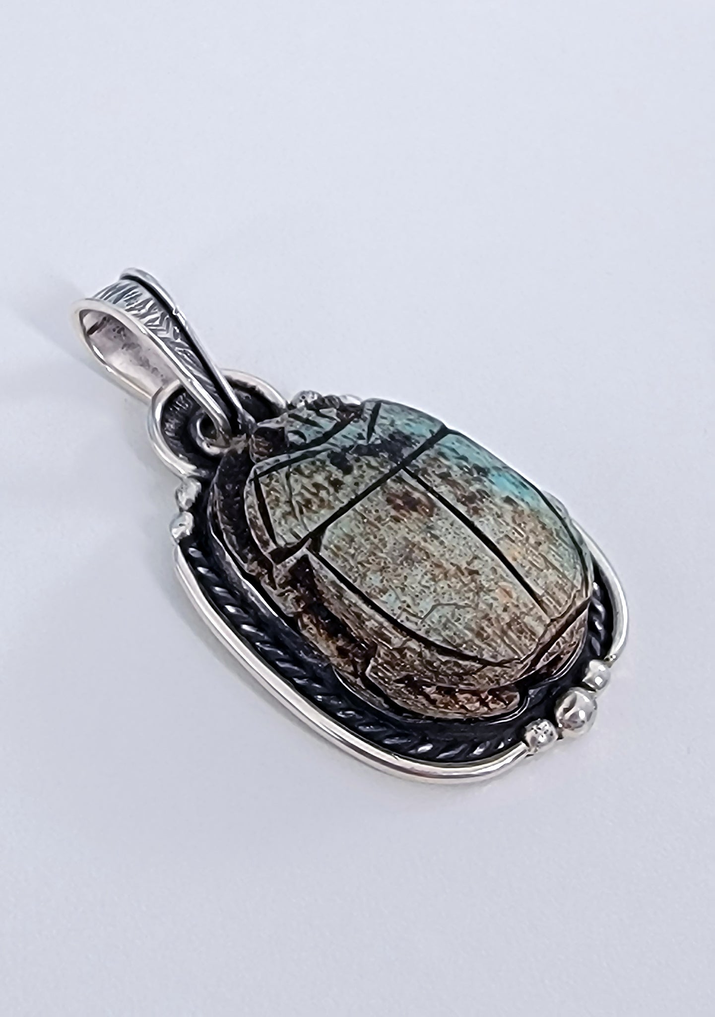 Egyptian Scarab Sterling Silver Pendant