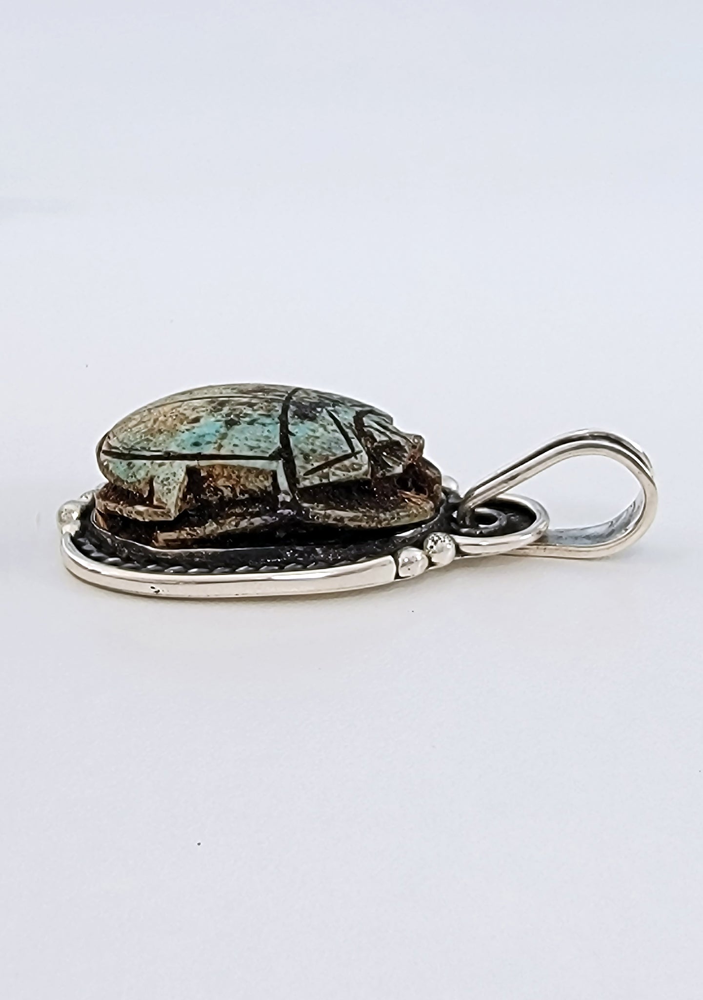 Egyptian Scarab Sterling Silver Pendant