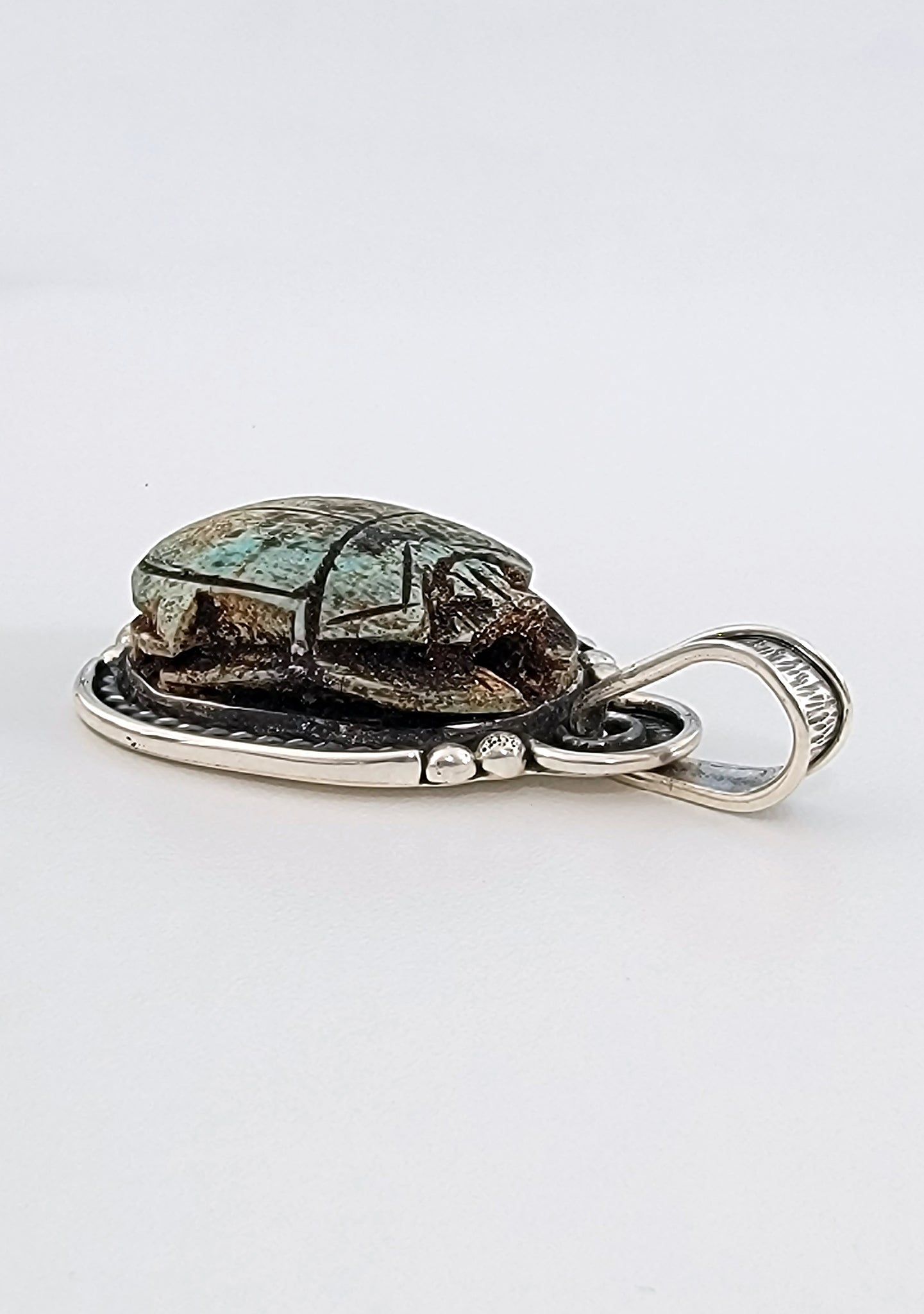 Egyptian Scarab Sterling Silver Pendant