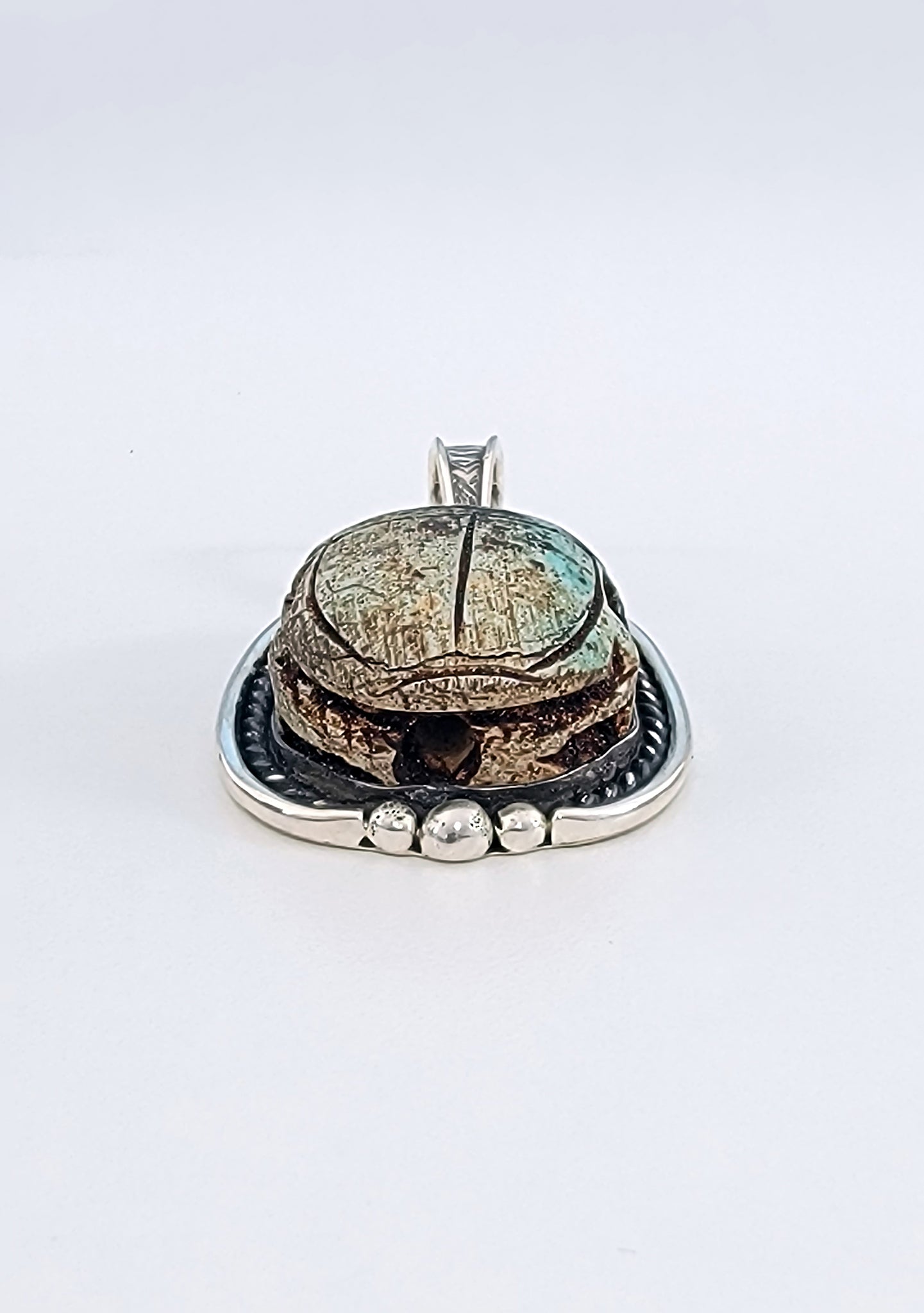 Egyptian Scarab Sterling Silver Pendant