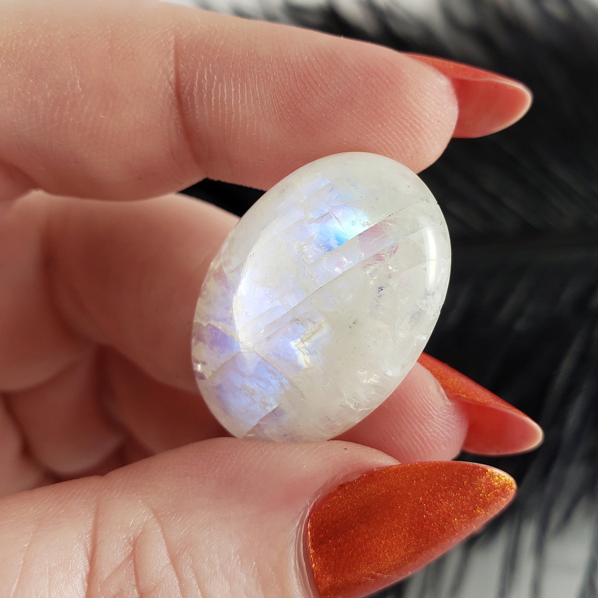 Unique 30 Carat Flashy Rainbow Moonstone Crystal Cabochon Natural High Quality Gemstone | Fable - 1