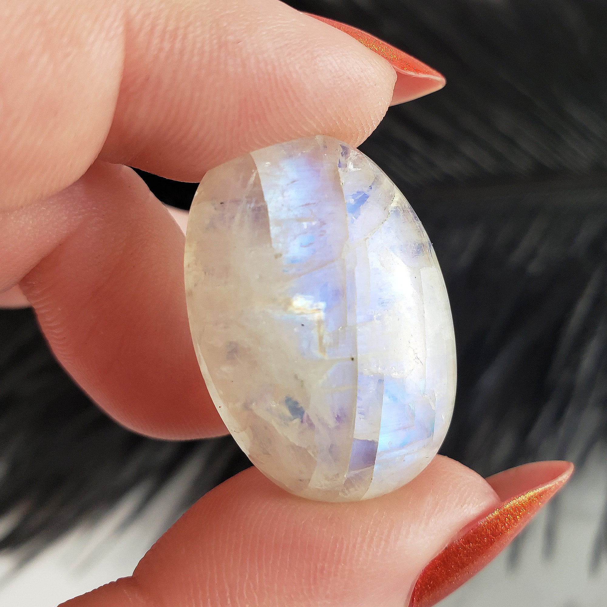 Unique 30 Carat Flashy Rainbow Moonstone Crystal Cabochon Natural High Quality Gemstone | Fable - 3