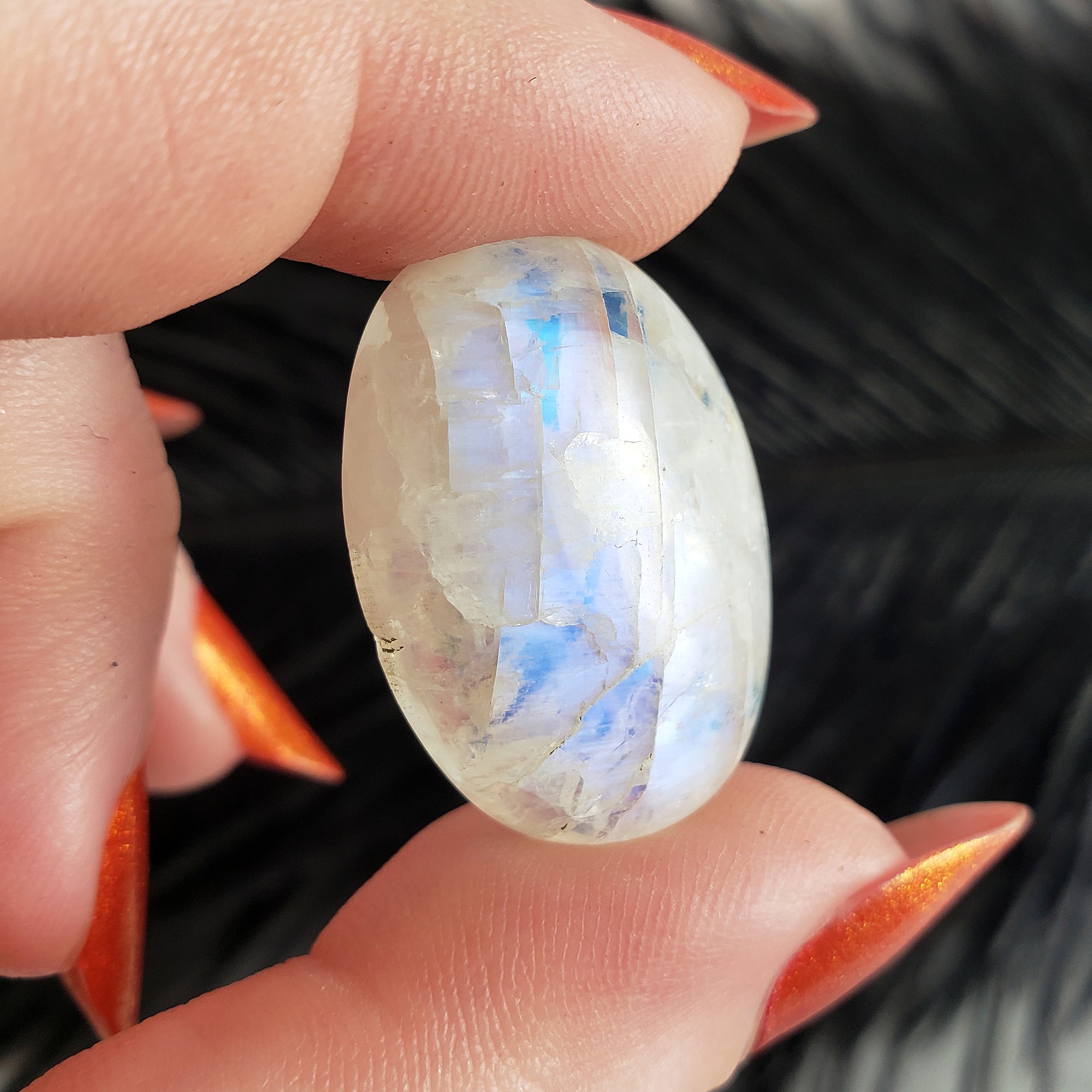 Unique 30 Carat Flashy Rainbow Moonstone Crystal Cabochon Natural High Quality Gemstone | Fable