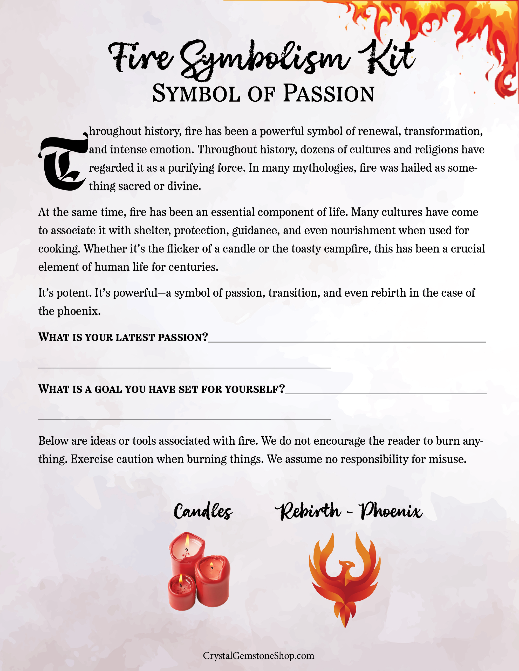 Downloadable Fire Symbolism Worksheet