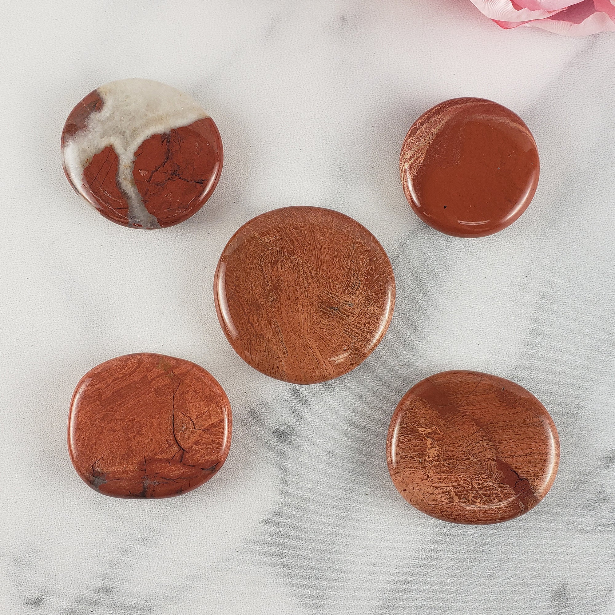 Flower Jasper Red Jasper Natural Crystal Palm Stone Worry Stone Meditation Tool - Root Chakra - 2