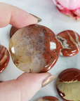 Flower Jasper Red Jasper Natural Crystal Palm Stone Worry Stone Meditation Tool - 2