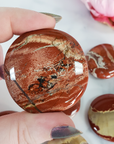 Flower Jasper Red Jasper Natural Crystal Palm Stone Worry Stone Meditation Tool - 3
