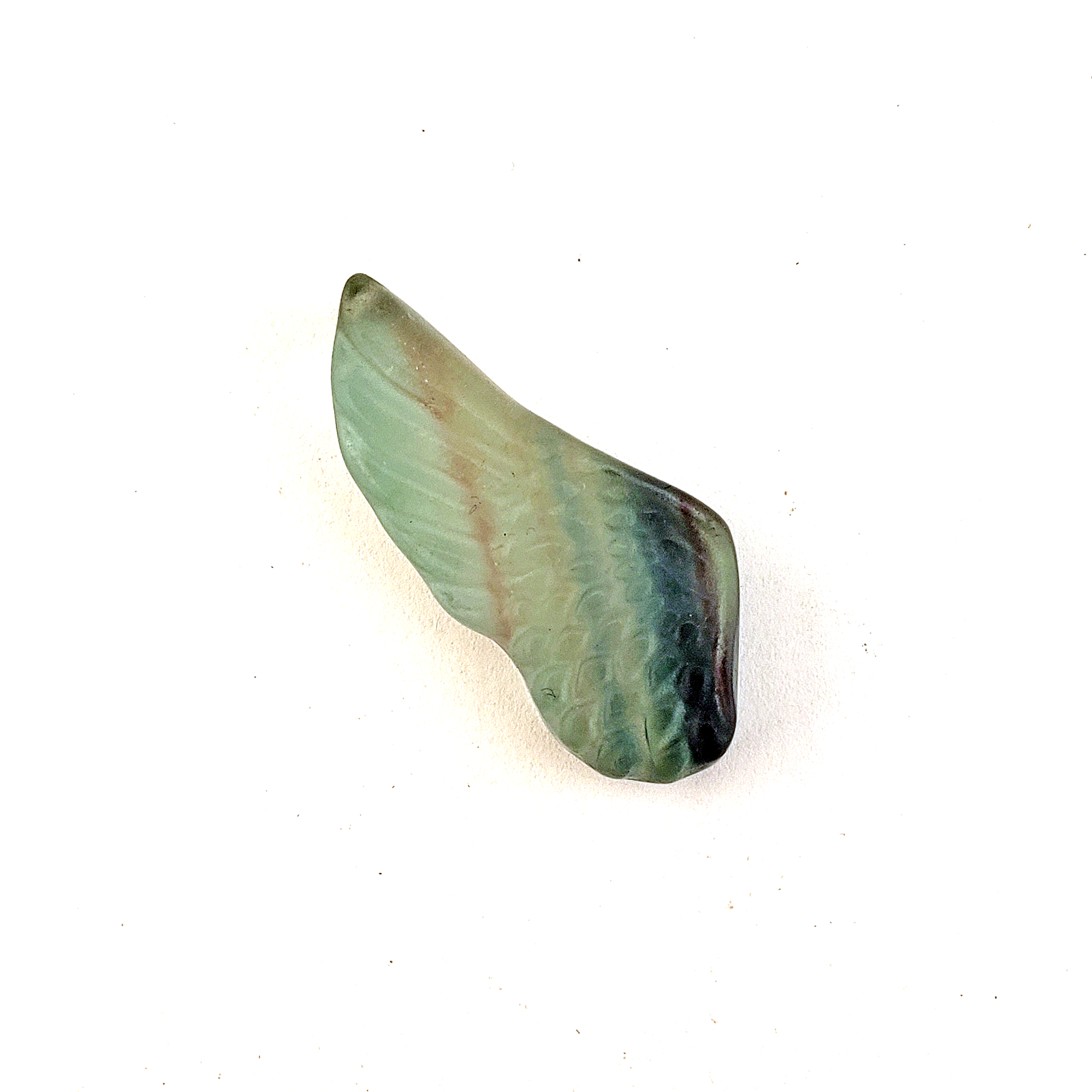 Fluorite Crystal Natural Gemstone Angel Wing Mini Carving - Angel Wings on White Background