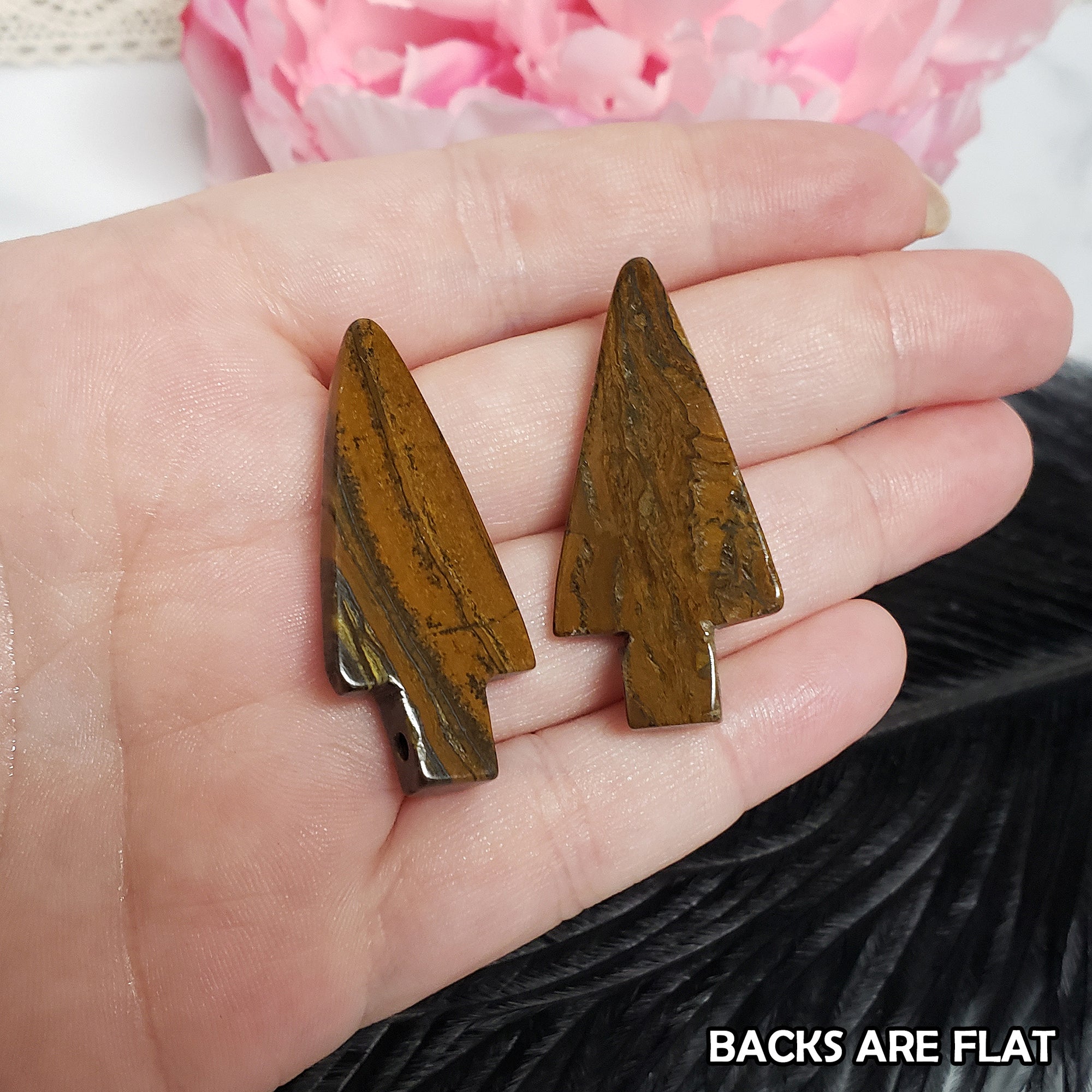 Unique Tiger Iron Crystal Arrowheads Natural Gemstones | Set of 2 Drilled Arrowheads - 2