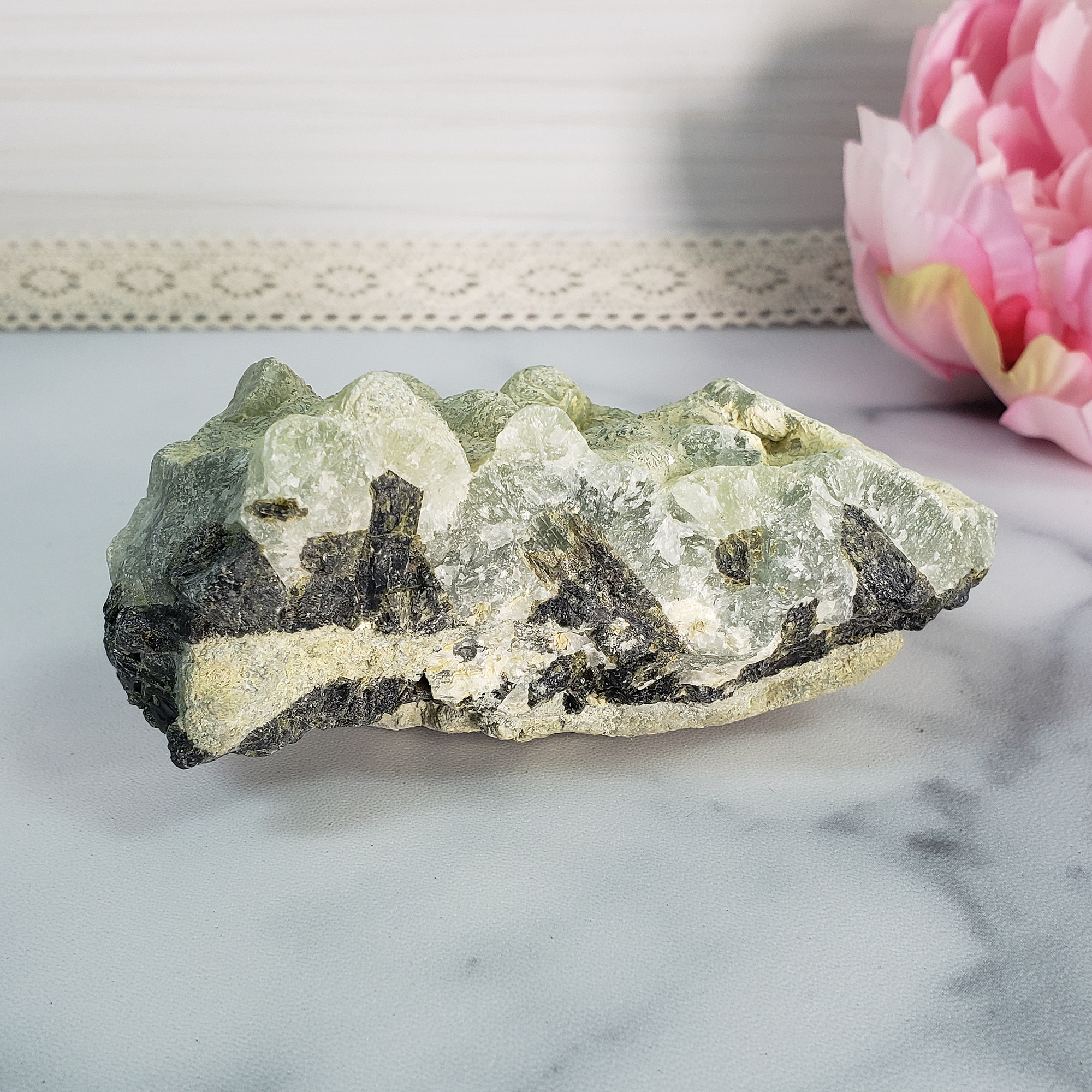 Unique Prehnite Epidote Crystal Cluster Natural Raw Gemstone - Folaigh - 7