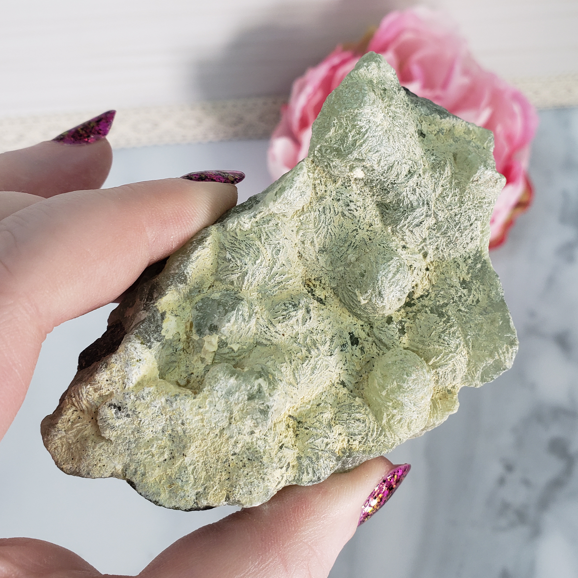 Unique Prehnite Epidote Crystal Cluster Natural Raw Gemstone - Folaigh - 3