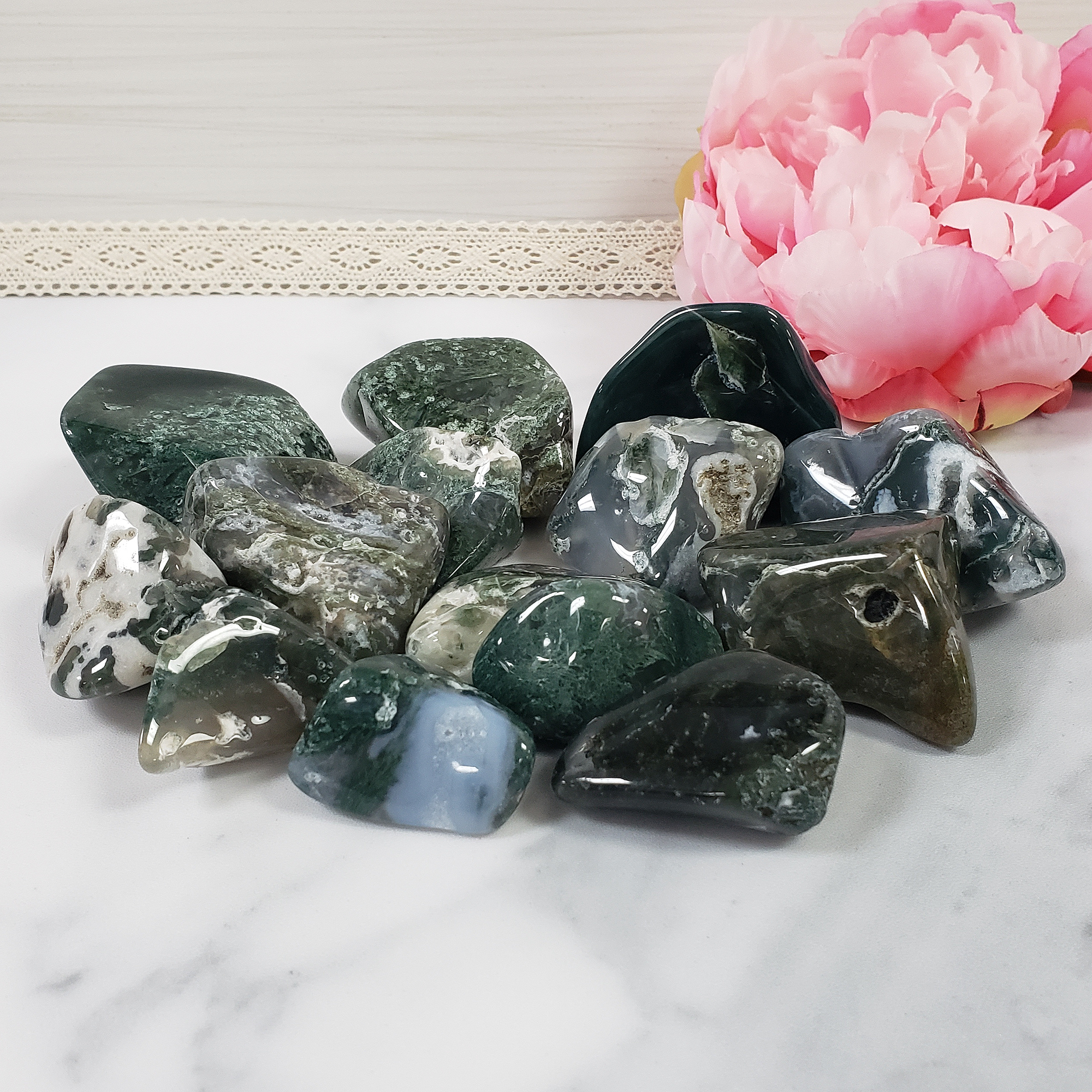 Moss Agate Crystal Natural Gemstone Tumbled Stone | Freeform | Multiple Sizes! - 4