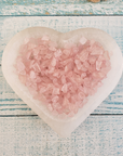 Rose Quartz Freeform Tumbled Crystal Chips - By the Ounce - In Selenite Bowl
