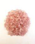 Rose Quartz Freeform Tumbled Crystal Chips - By the Ounce - On White Background