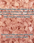 Rose Quartz Freeform Tumbled Crystal Chips - By the Ounce - Close Up with Information
