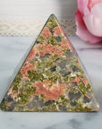 Unique Unakite Stone Natural Crystal Pyramid | 2 Inch Base | Frolic - 5