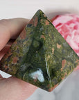 Unique Unakite Stone Natural Crystal Pyramid | 2 Inch Base | Frolic - 3