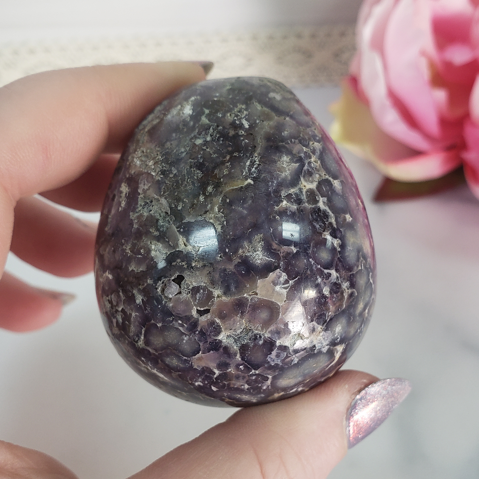 Unique Grape Agate Botryoidal Chalcedony Natural Crystal Cluster Semi-Polished Egg | Gamaret - 6