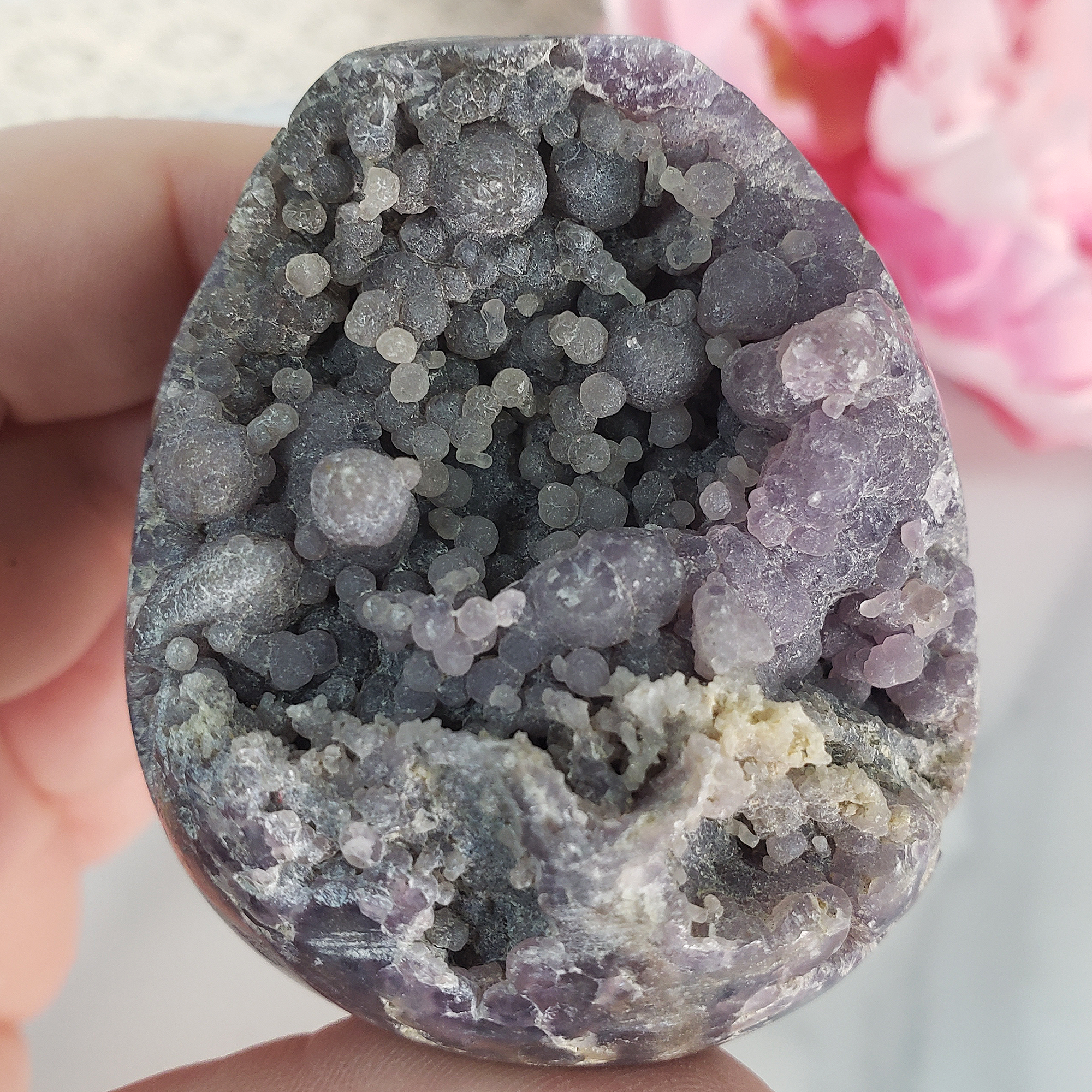 Unique Grape Agate Botryoidal Chalcedony Natural Crystal Cluster Semi-Polished Egg | Gamaret - 2