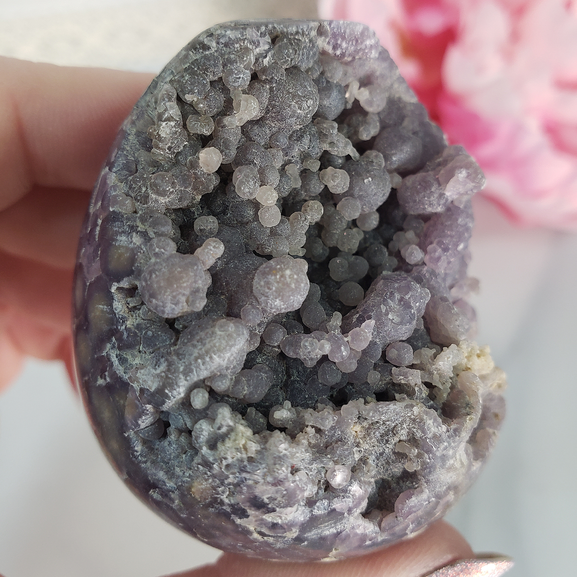 Unique Grape Agate Botryoidal Chalcedony Natural Crystal Cluster Semi-Polished Egg | Gamaret - 5