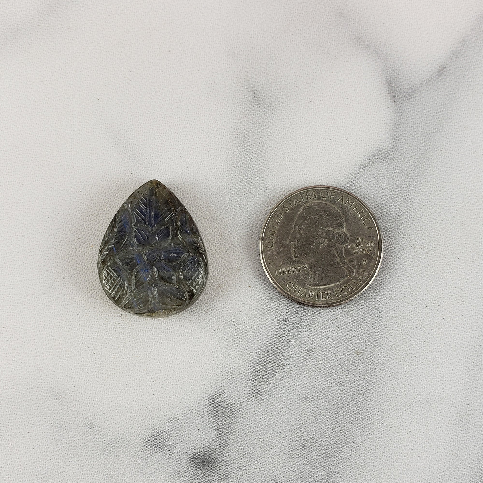 Unique 29 Carat Labradorite Cabochon Natural Gemstone Carving | Gardenia - 5