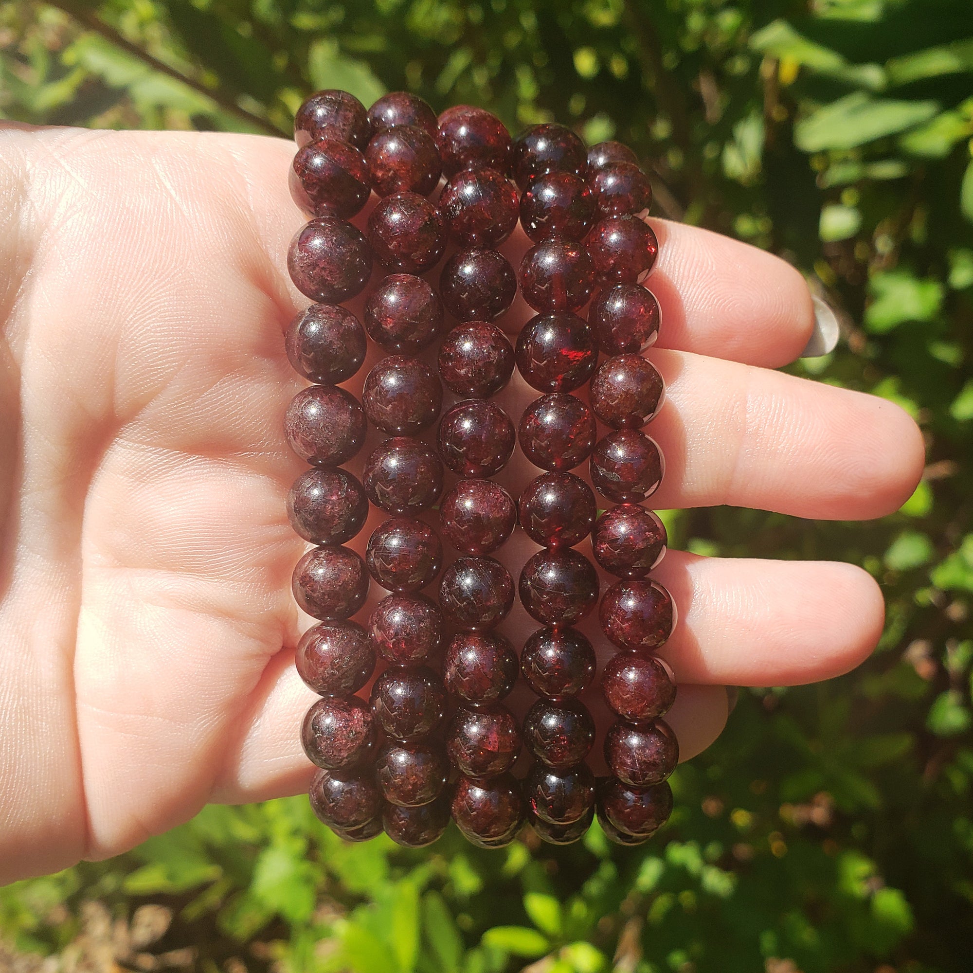 Garnet Stone Natural Crystal Gemstone 7-8mm Bead Bracelet - 3