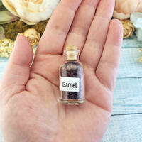 Garnet Natural Crystal Chips Bottle - One Bottle in Hand