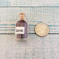 Garnet Natural Crystal Chips Bottle - One Bottle - Size Comparison