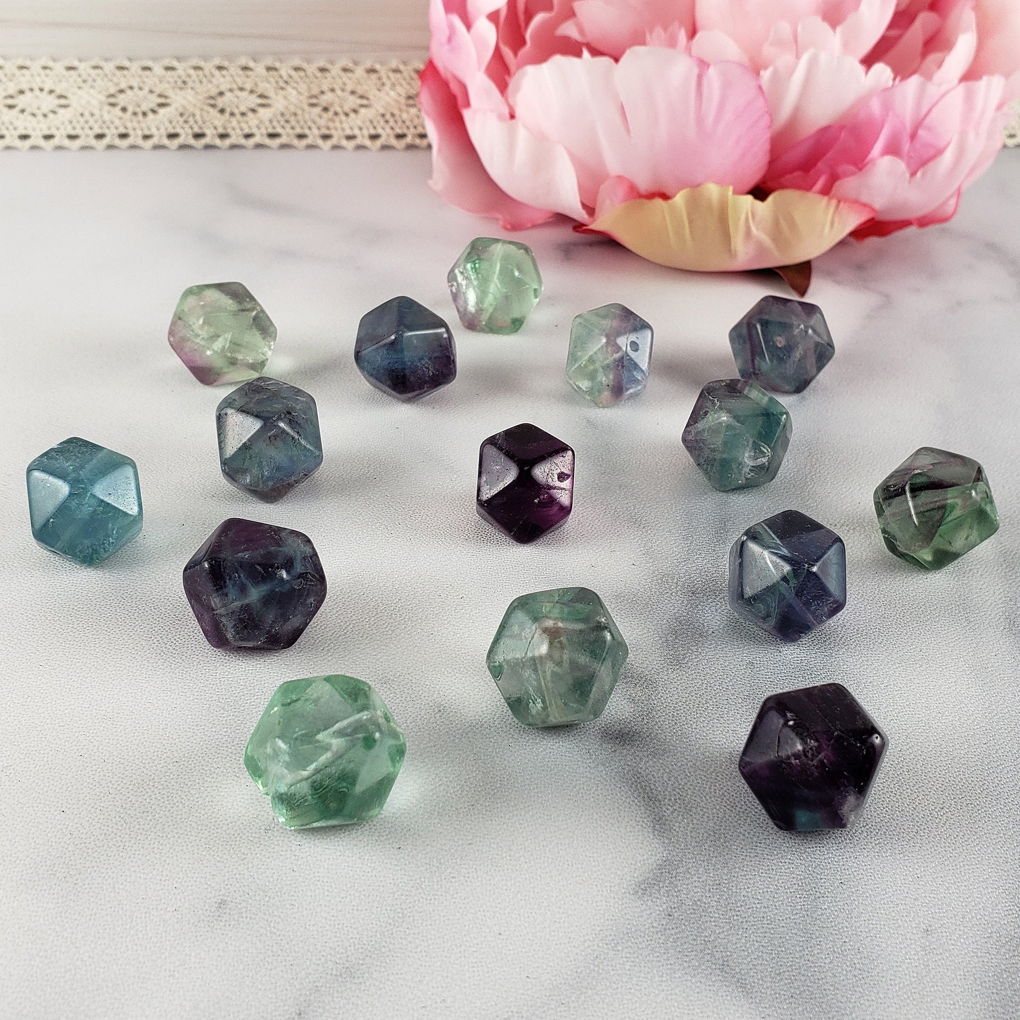 Fluorite Crystal Geometrical Natural Gemstone Bead | 13-16mm DRILLED