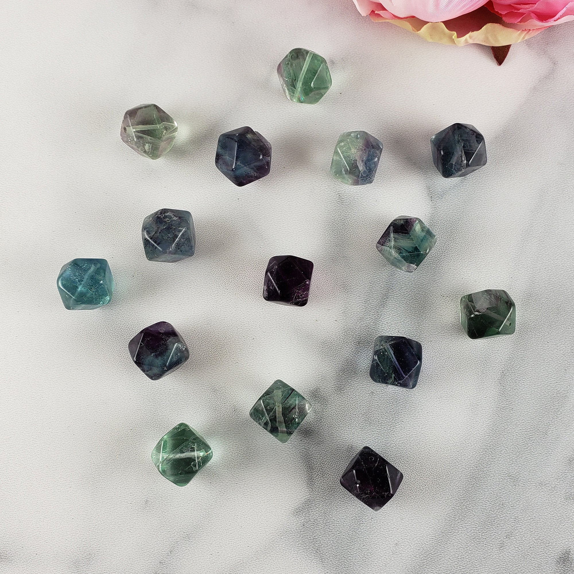 Fluorite Crystal Geometrical Natural Gemstone Bead | 13-16mm DRILLED  - 2