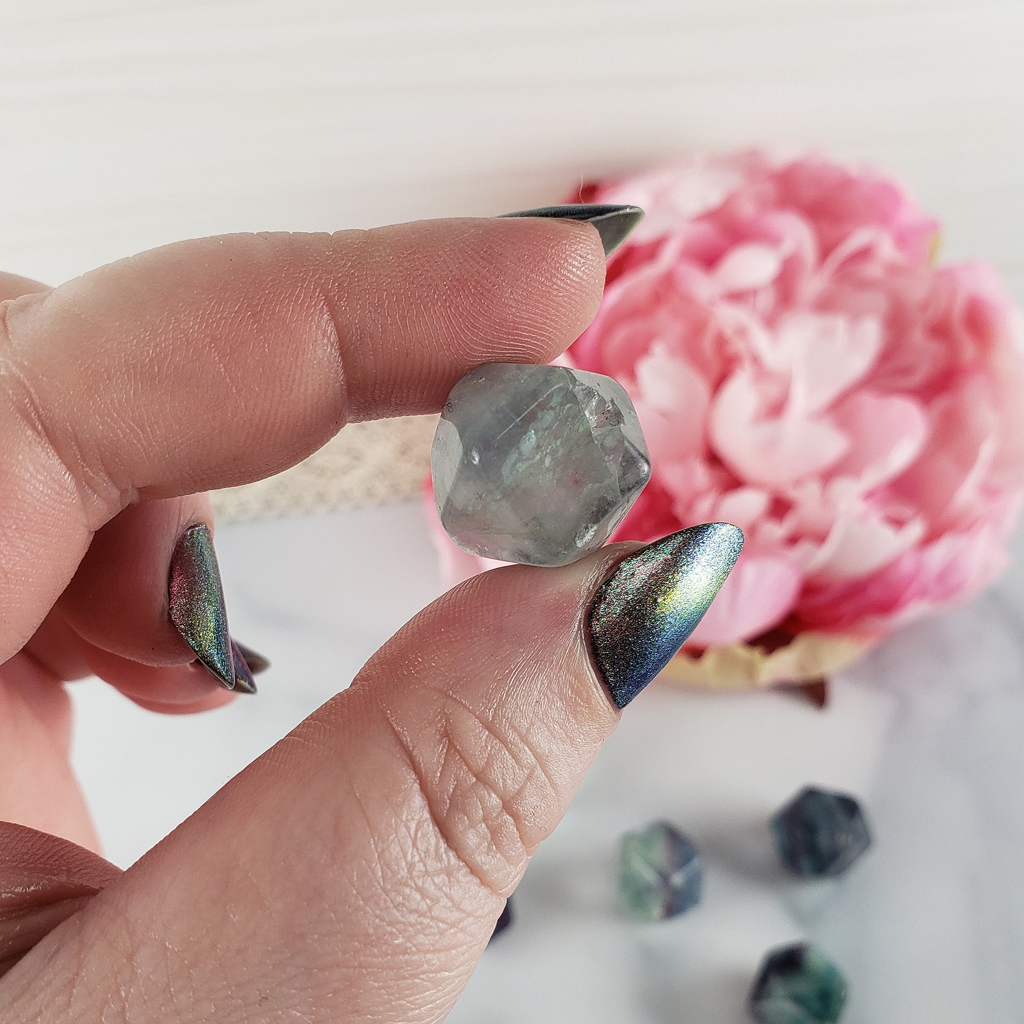 Fluorite Crystal Geometrical Natural Gemstone Bead | 13-16mm DRILLED - 3