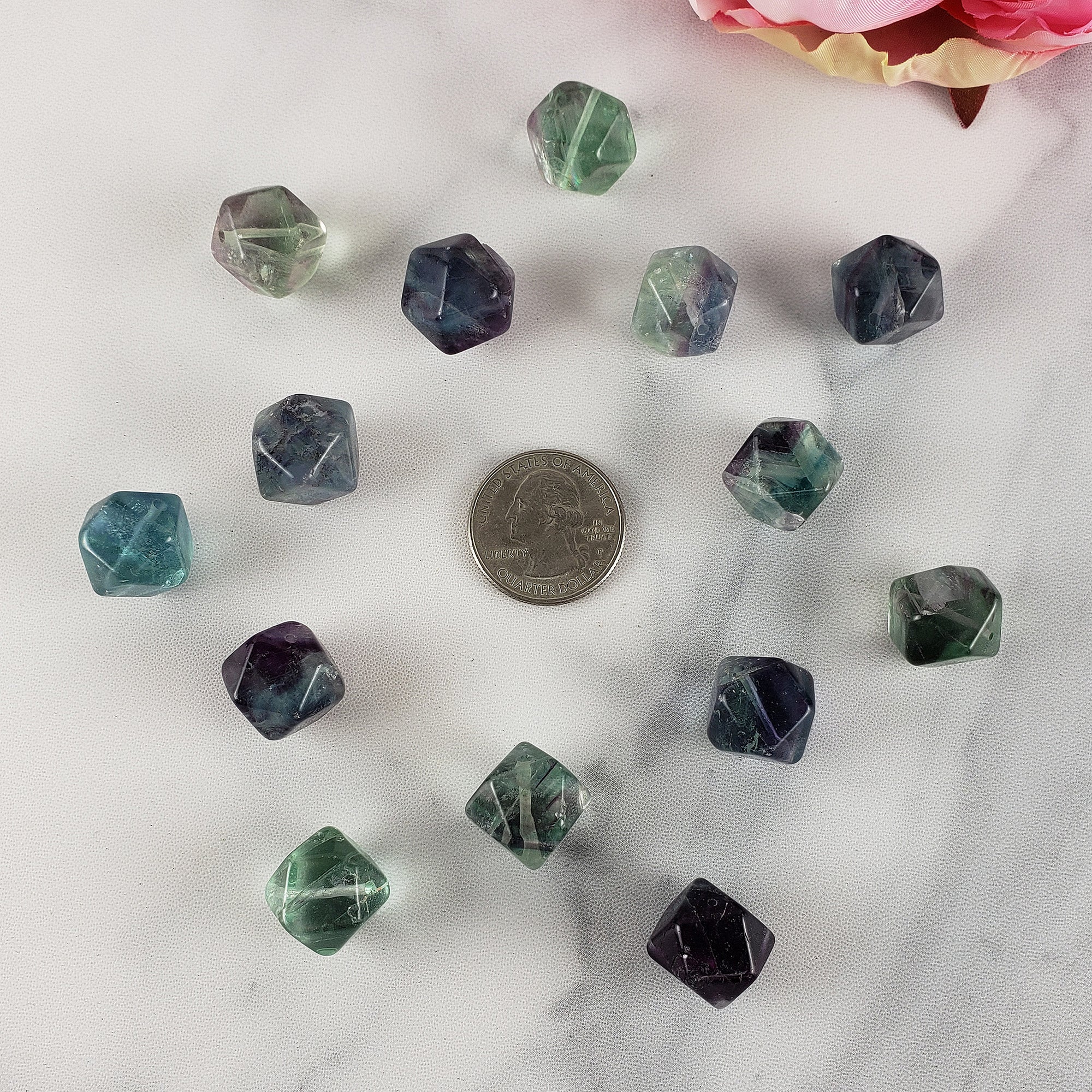 Fluorite Crystal Geometrical Natural Gemstone Bead | 13-16mm DRILLED - 4