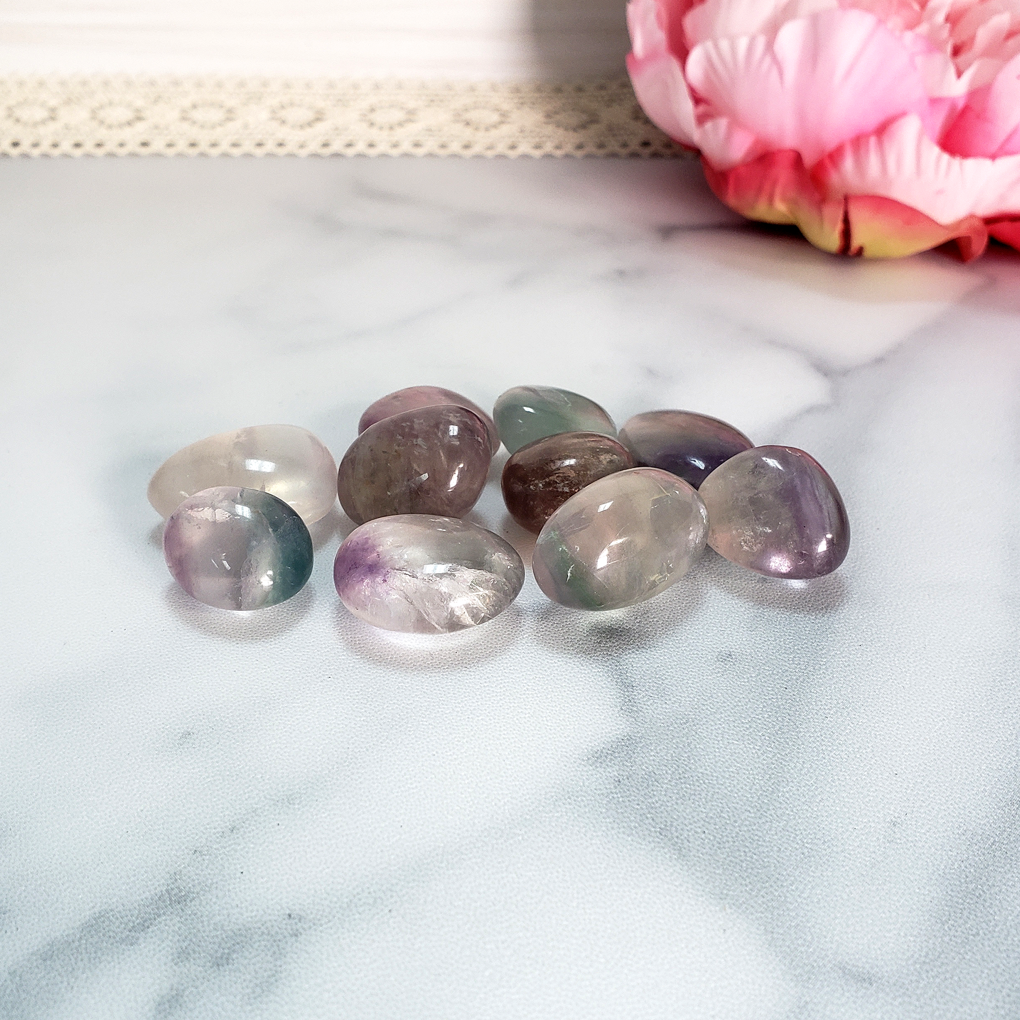 Ghost Pale Fluorite Crystal Natural Gemstone Tumbled Stone