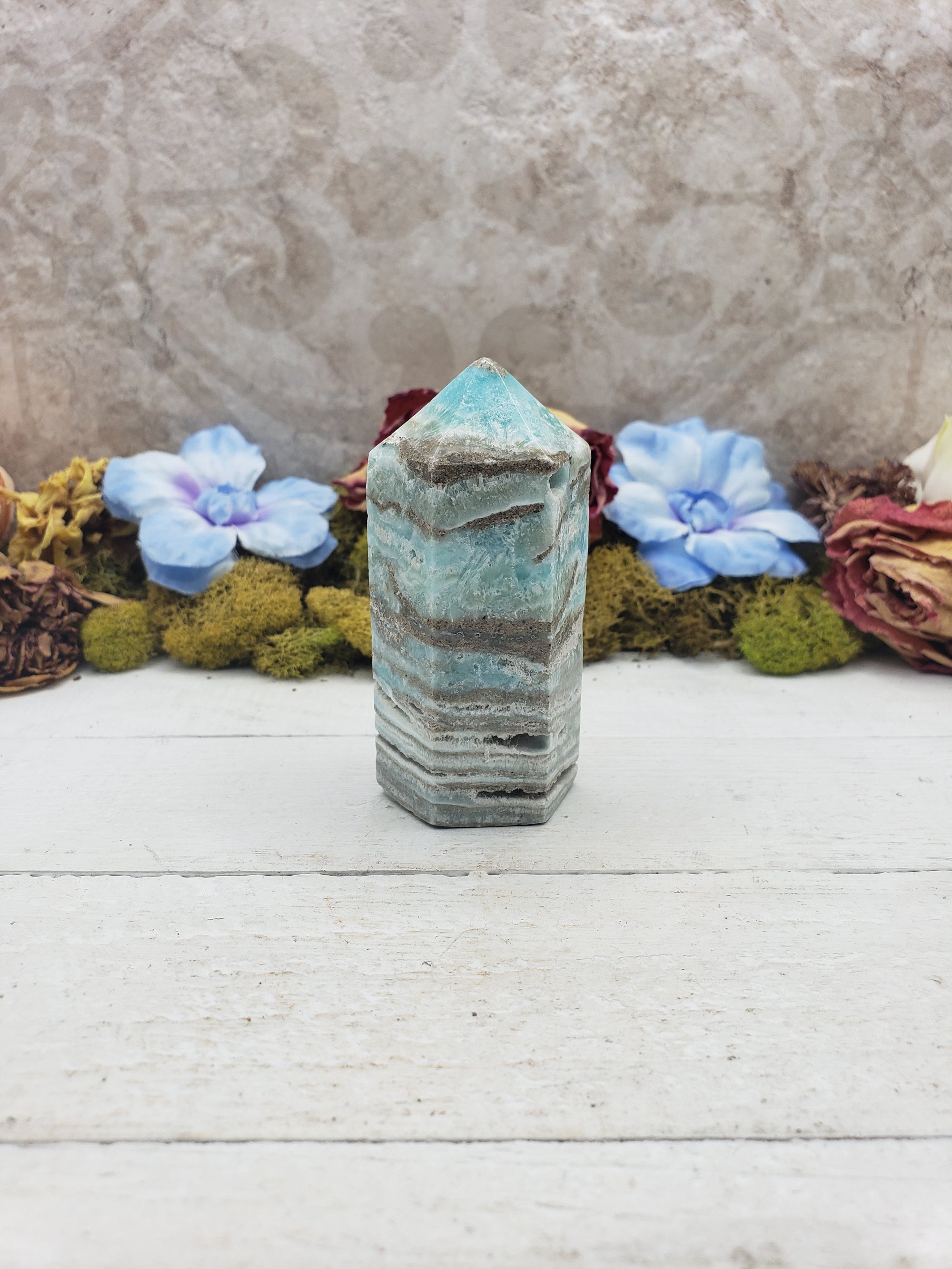 Unique Blue Aragonite Natural Crystal Tower - Gideon 10
