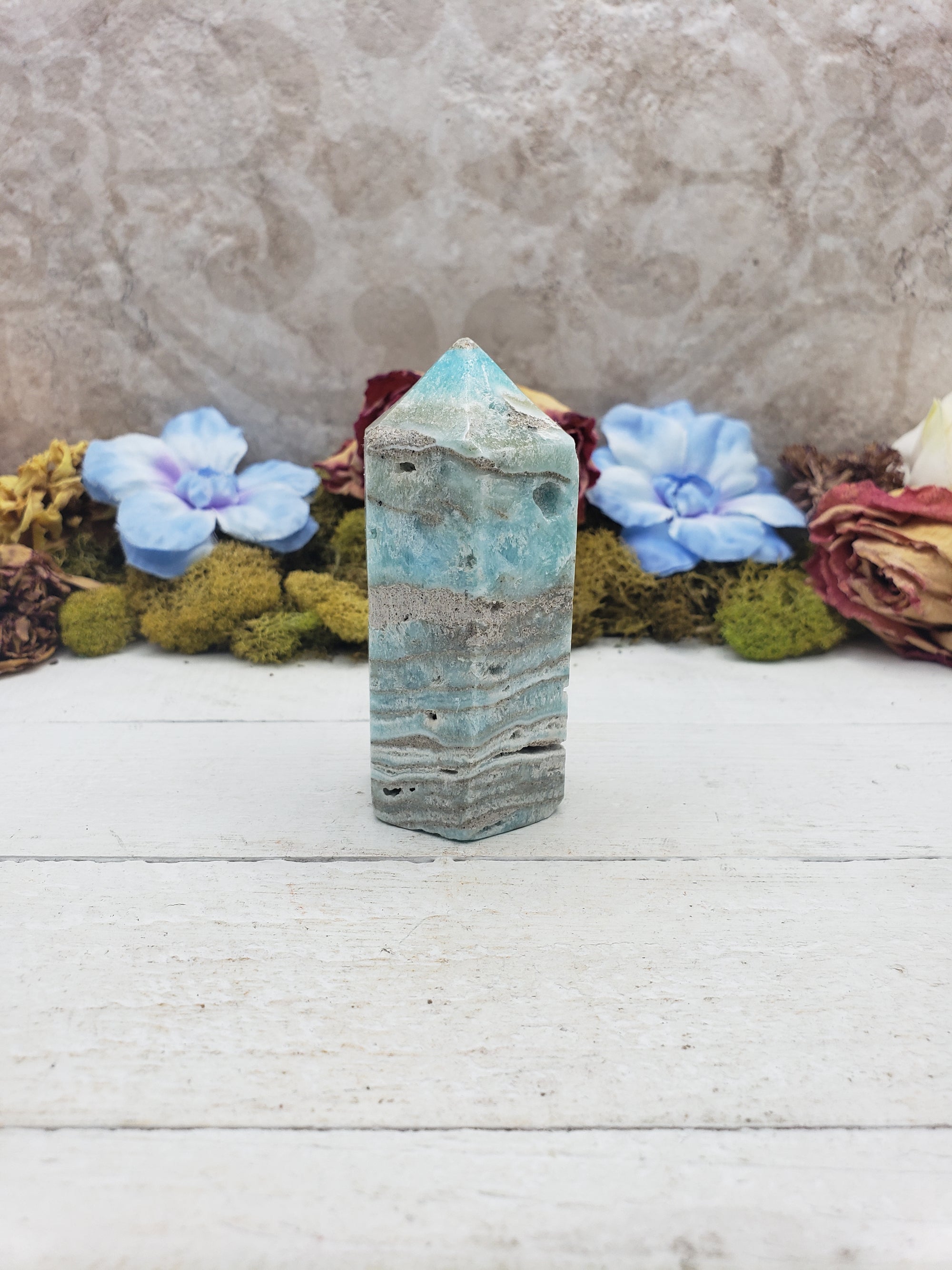 Unique Blue Aragonite Natural Crystal Tower - Gideon 1