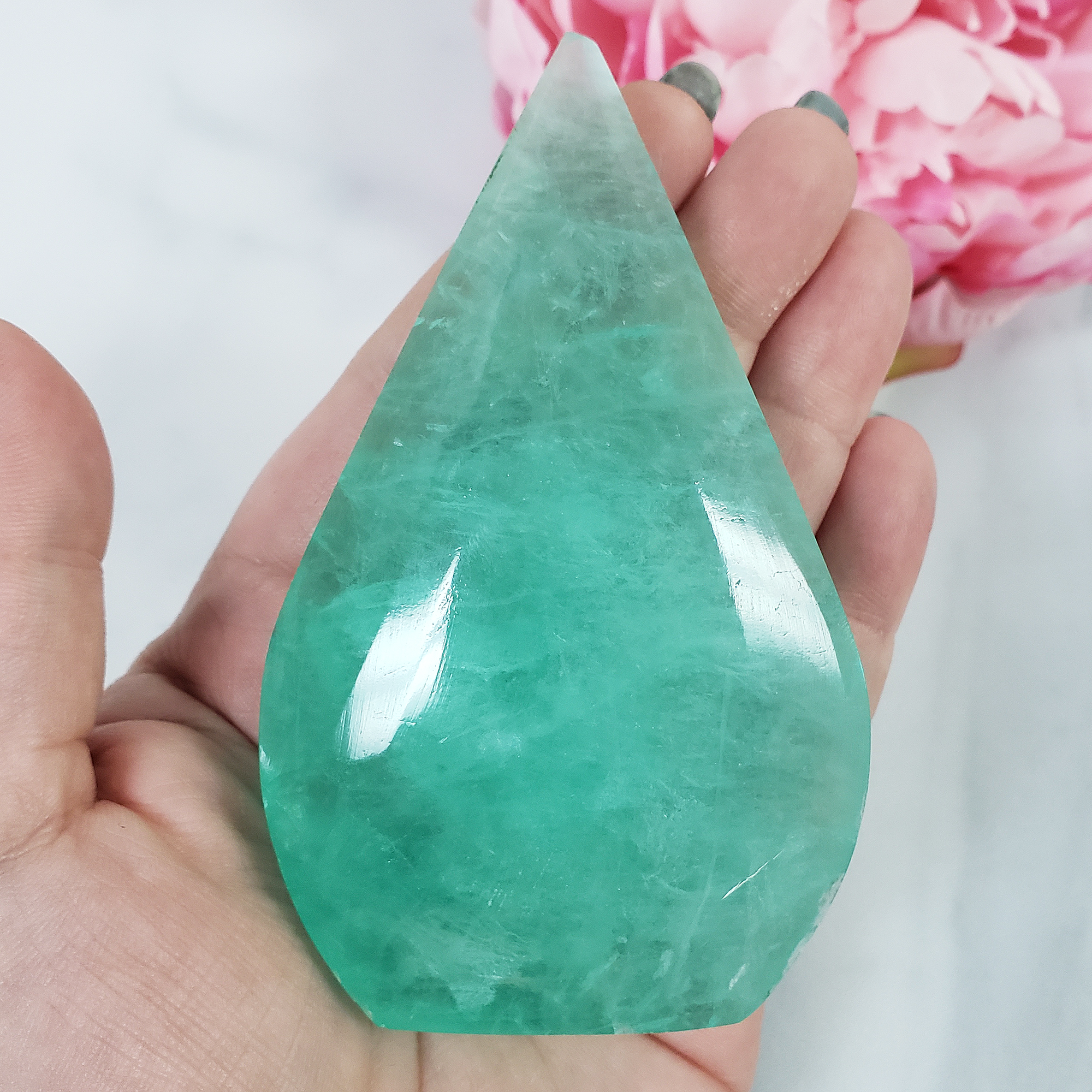 Unique Aqua Green Fluorite Crystal Portal Flame Tower | Glad - 2